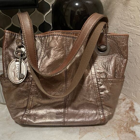 Fossil Vintage shoulder bag metallic bronze - Picture 1 of 12
